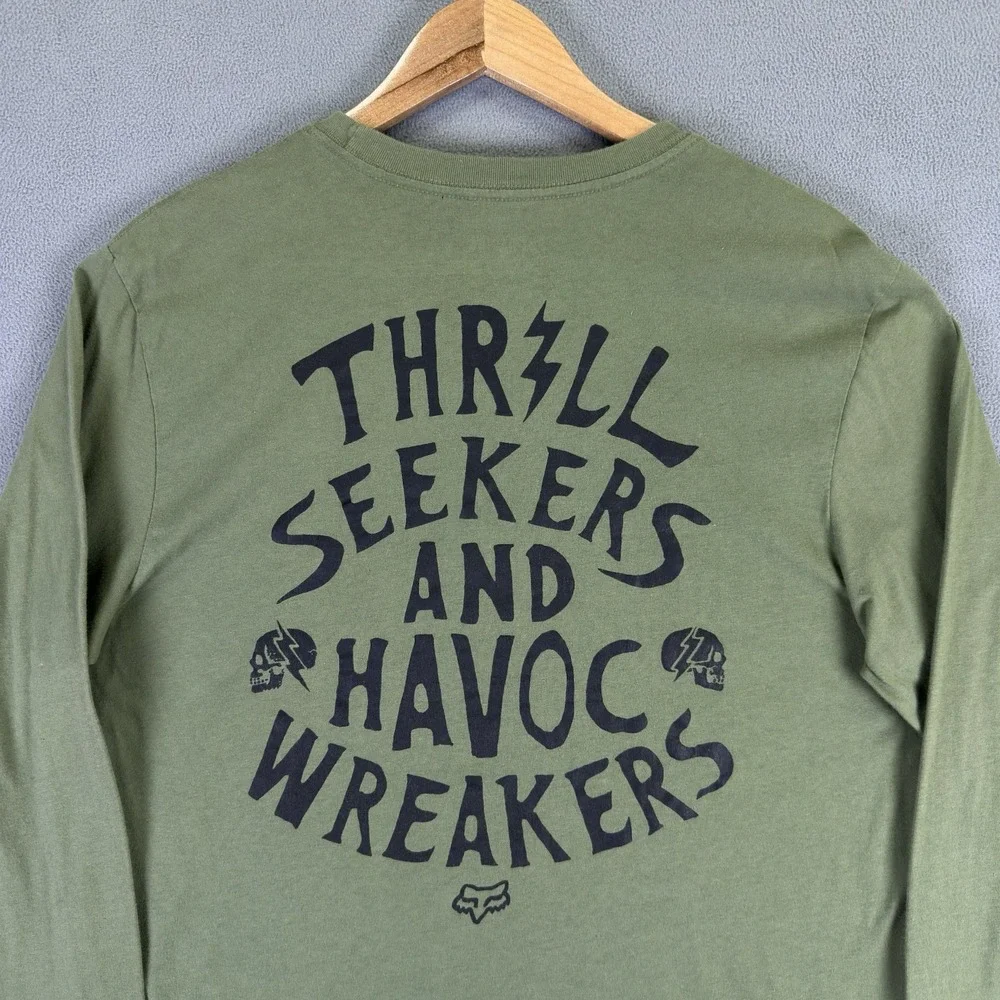 Fox Racing Shirt Large Olive Green Thrill Seekers Havos Wreaker Moto Y2K